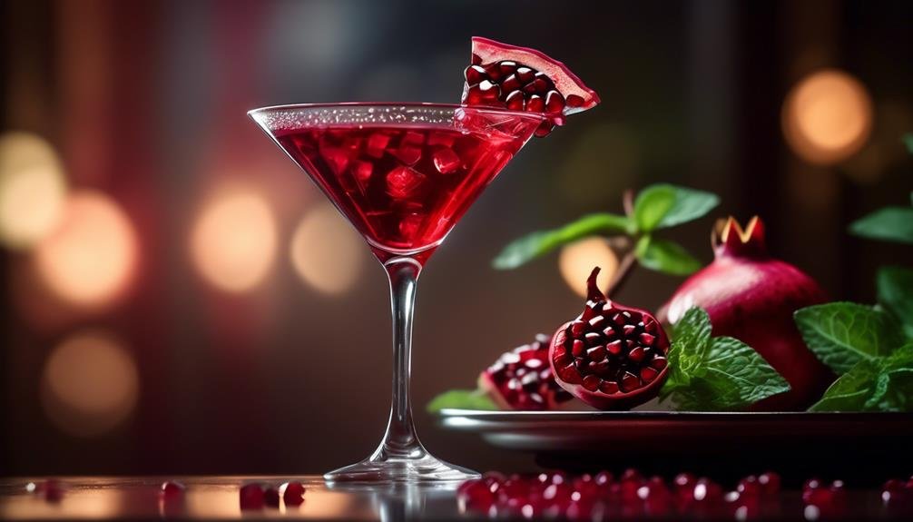refreshing cocktail with pomegranate
